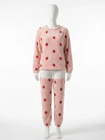 Pyjama polaire motifs fraises femme épais hivernal - Vue 1 - Pyjama polaire