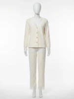 Pyjama polaire velours corail dentelle sophistiqué femme - Vue 1 - Pyjama polaire