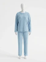 Pyjama polaire velours corail hiver femme décontracté - Vue 1 - Pyjama polaire