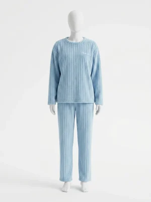 Pyjama polaire velours corail hiver femme décontracté - Vue 1 - Pyjama polaire