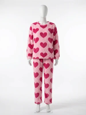 Pyjama polaire velours corail soyeux détente femme - Vue 1 - Pyjama polaire