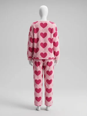 Pyjama polaire velours corail soyeux détente femme - Vue 2 - Pyjama polaire