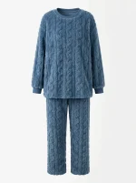 Pyjama polaire velours corail torsadé femme extensible - Vue 1 - Pyjama polaire